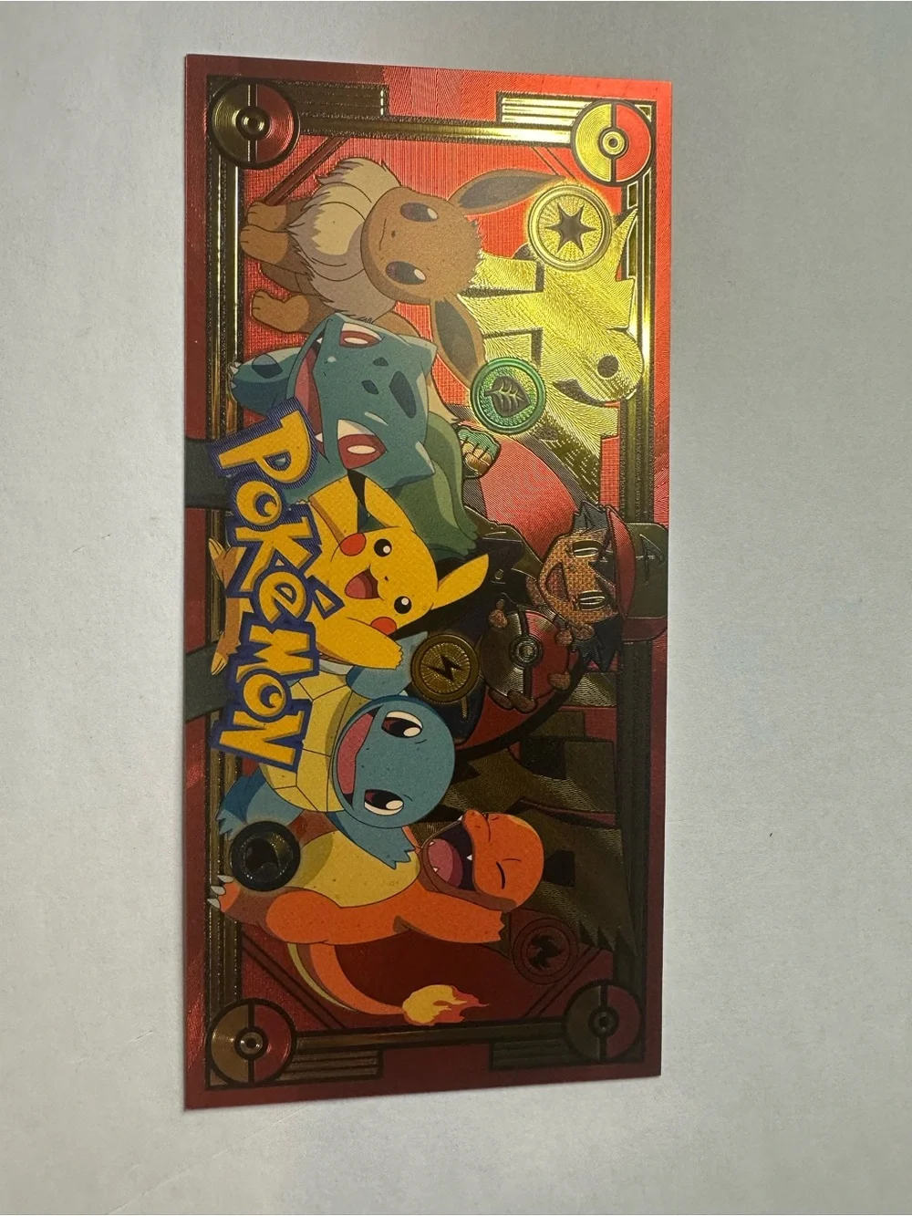 Pokémon Gold Foil Collectible Banknote Pikachu Charizard Eevee Ash 1996